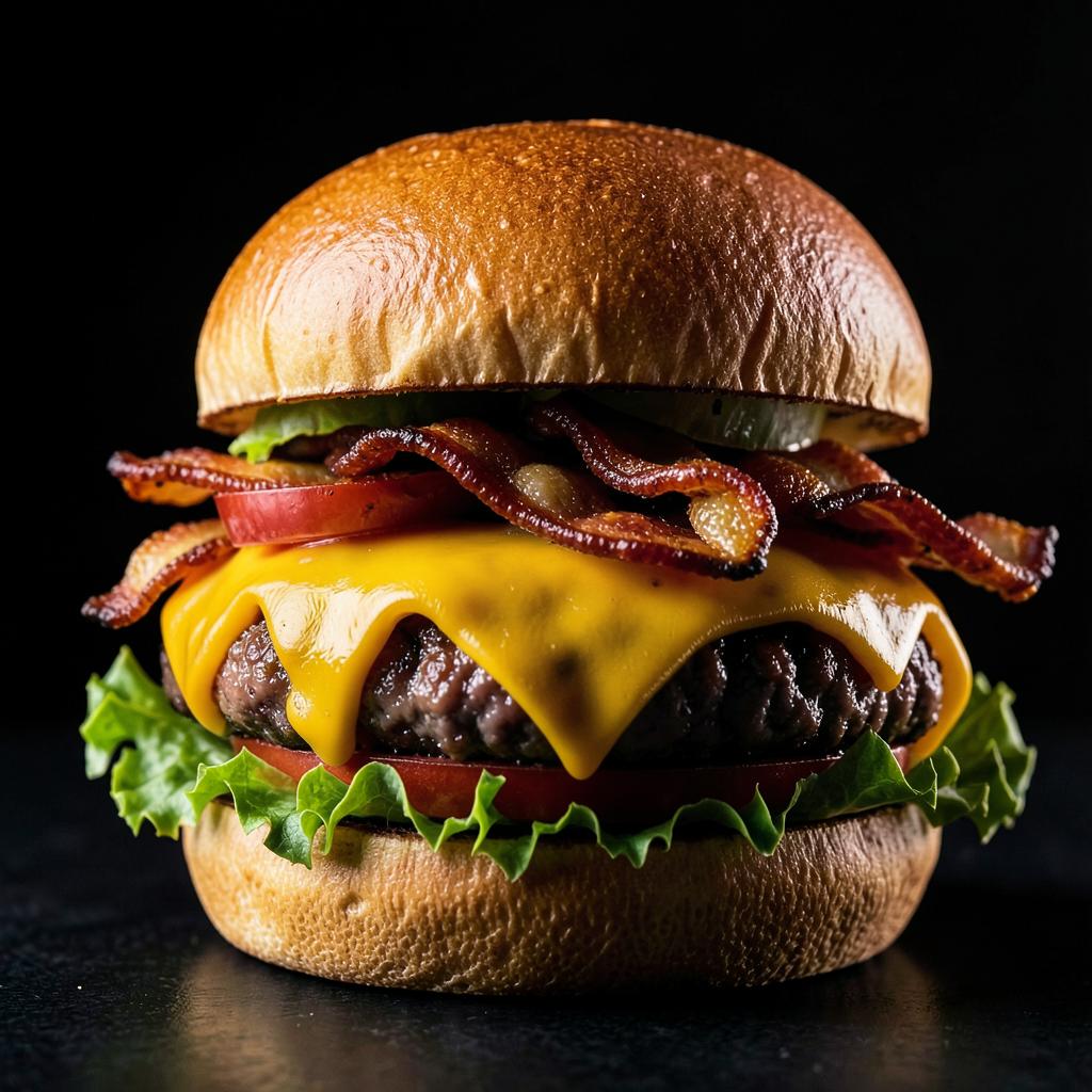Hambúrguer gourmet com cheddar e bacon